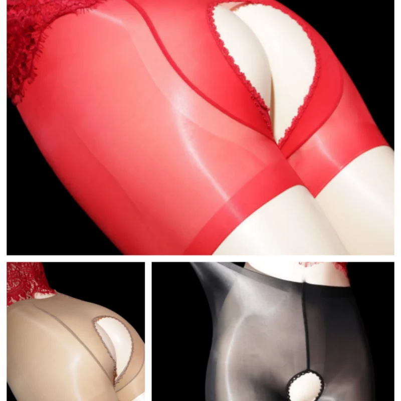 

Women's Sexy Glossy Open Crotch Panties Transparent Sexy Boxer Shorts Female Lace Panties Oil Glossy Crotchless Boxer Shorts