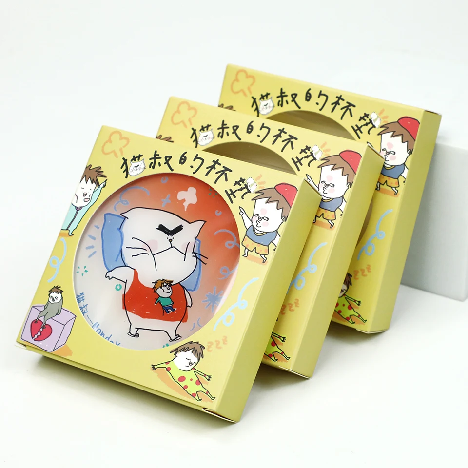 

Профессиональная оптовая продажа, изготовленный на заказ логотип, переработанные материалы, картонная коробка, прозрачный акриловый коврик для чашки с открытым окном, упаковка