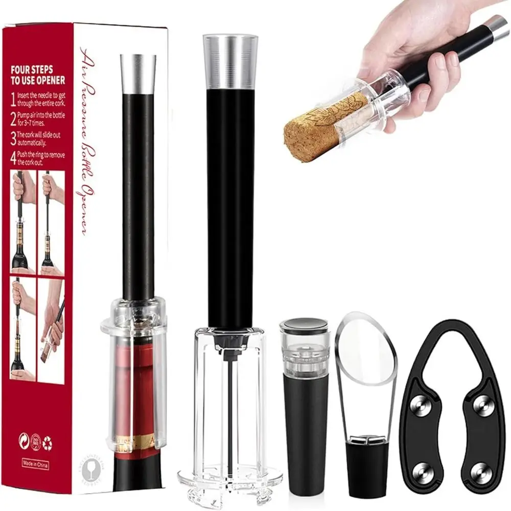 Bar Accessories Wine Bottle Opener Set Aluminum Alloy ABS Air Pump Cork Remover Kitchen Gadgets Vacuum Wine Bottle Corkscrew - view 5