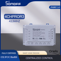 SONOFF 4CHPROR3 4 Gang 433Mhz RF Smart Switch Interlock Self-Locking Inching Modes Remote Control via eWeLink APP Alexa IFTTT 