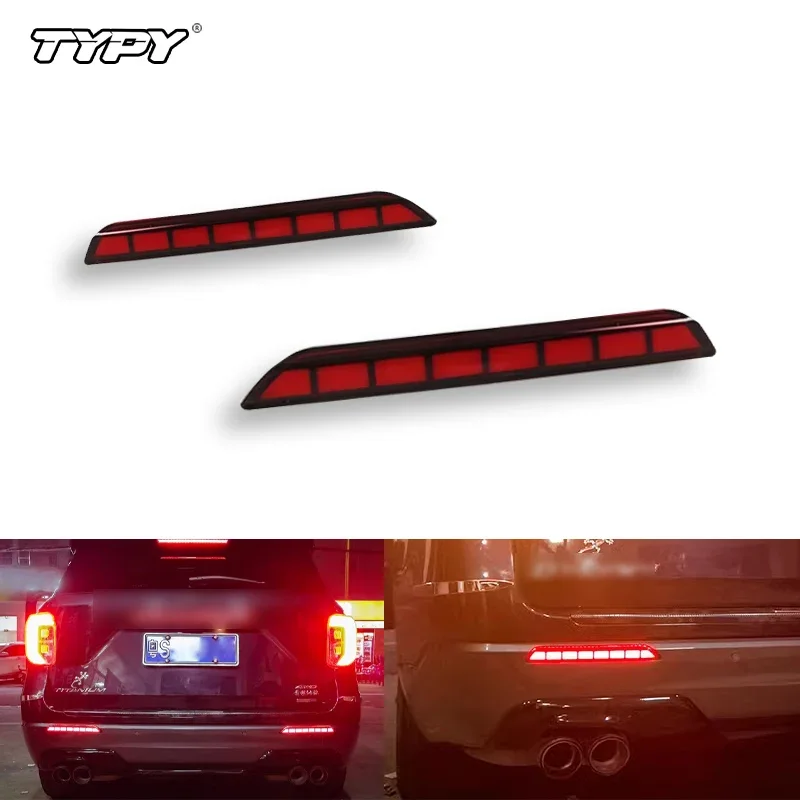 

TYPY Car LED Bumper Light For Ford Explorer 2019 2020 2021 2022 Brake Light Dynamic Turn Signal Reflector Rear Fog Lamp