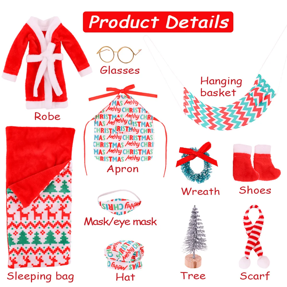 Christmas Doll Accessories Set For Babi 30 CM Doll Clothes Dress For Elf Doll,Toys For Girls,Free Shipping,Christmas Gift