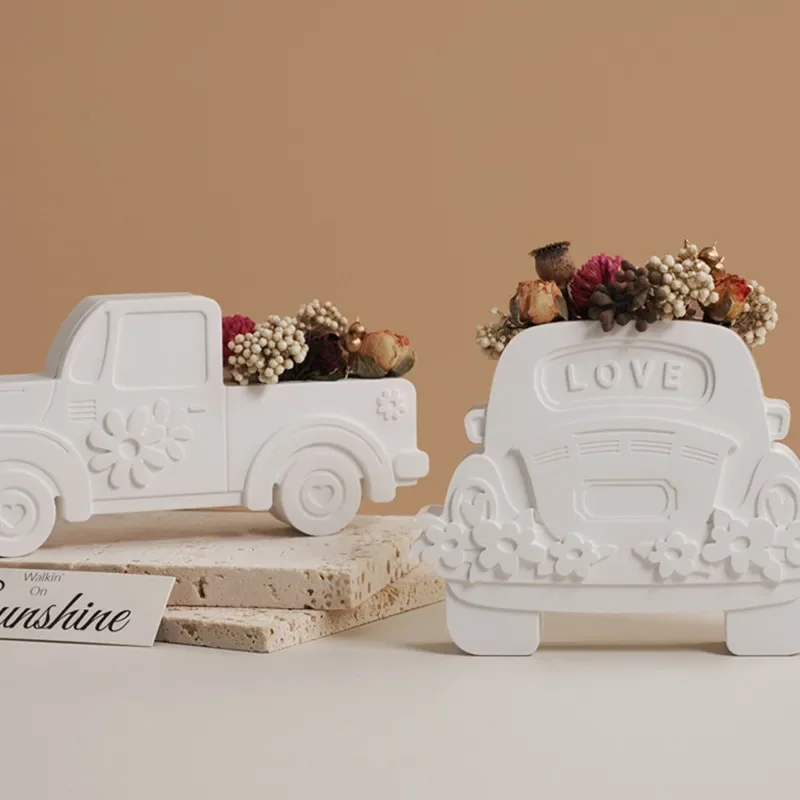 Diy Gypsum Cement Gypsum Epoxy Resin Aromatherapy Car Truck Flower Arrangement Flower Vase Decorative Item Mirror Silicone Mold