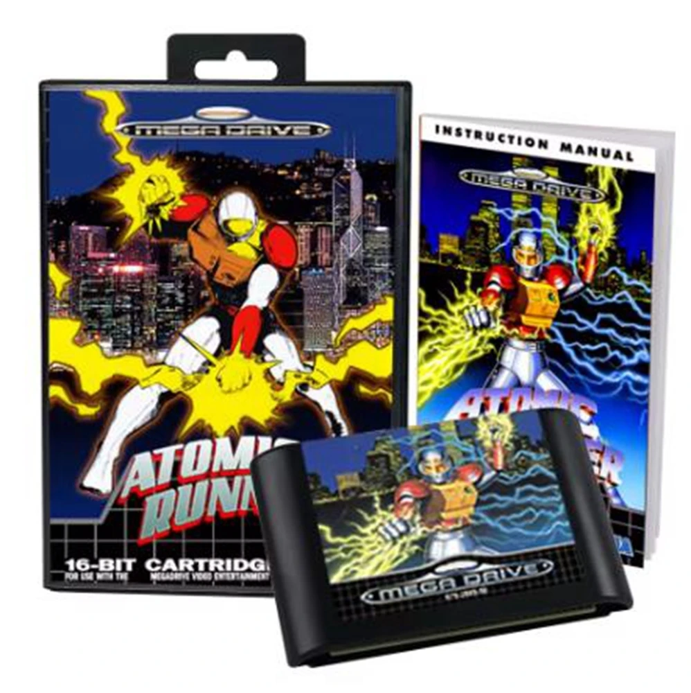 Atomic Runner with Box and Manual for 16 Bit Sega MD Game Cartridge Megadrive Genesis System