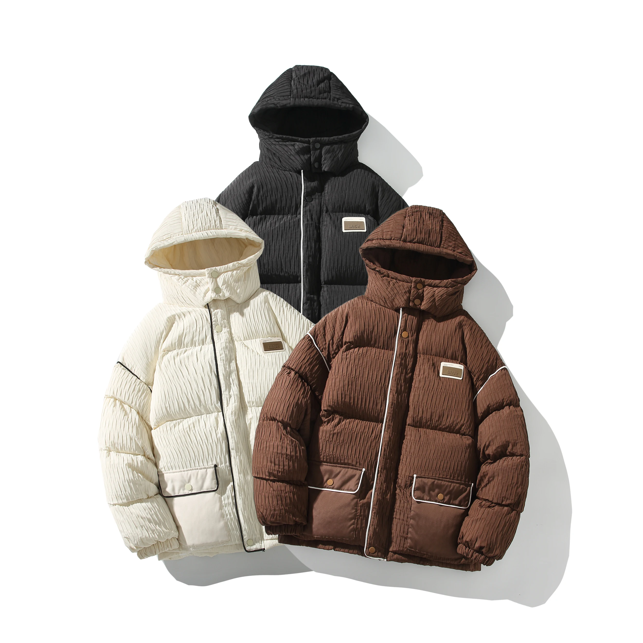 2024 tide brand high-quality couple cotton-padded jacket, casual coat winter windproof fashion warm loose hooded bread suit