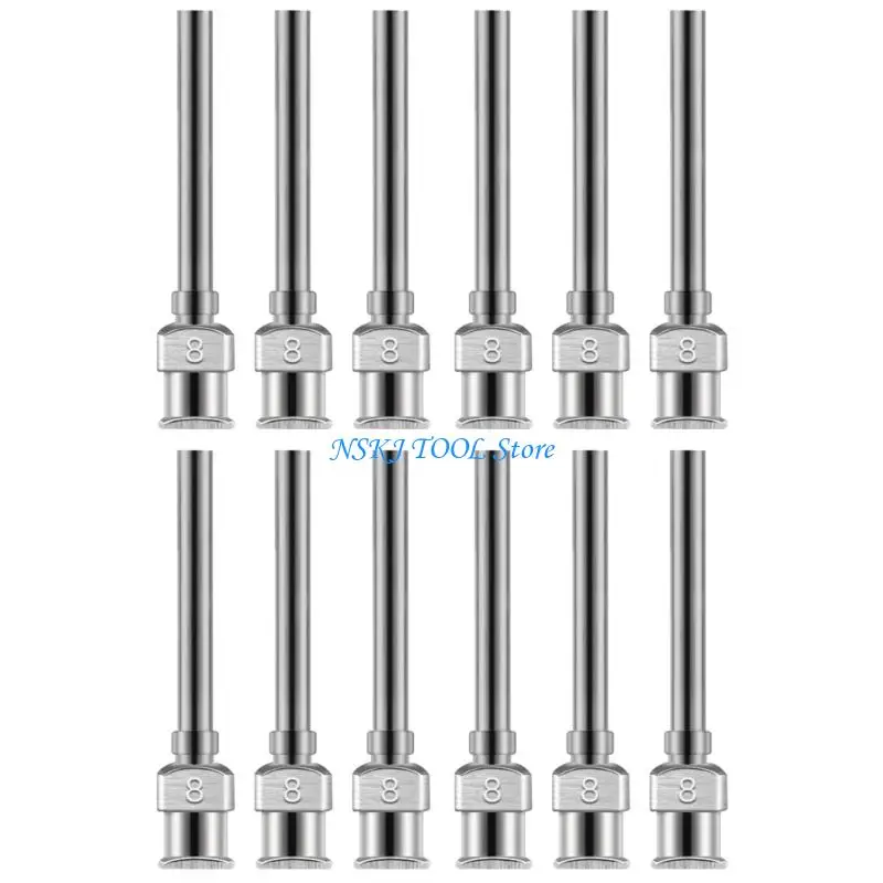 L8RC 12Pcs Stainless Steel Precisions Dispensing Needle 38mm for Electronics Crafts