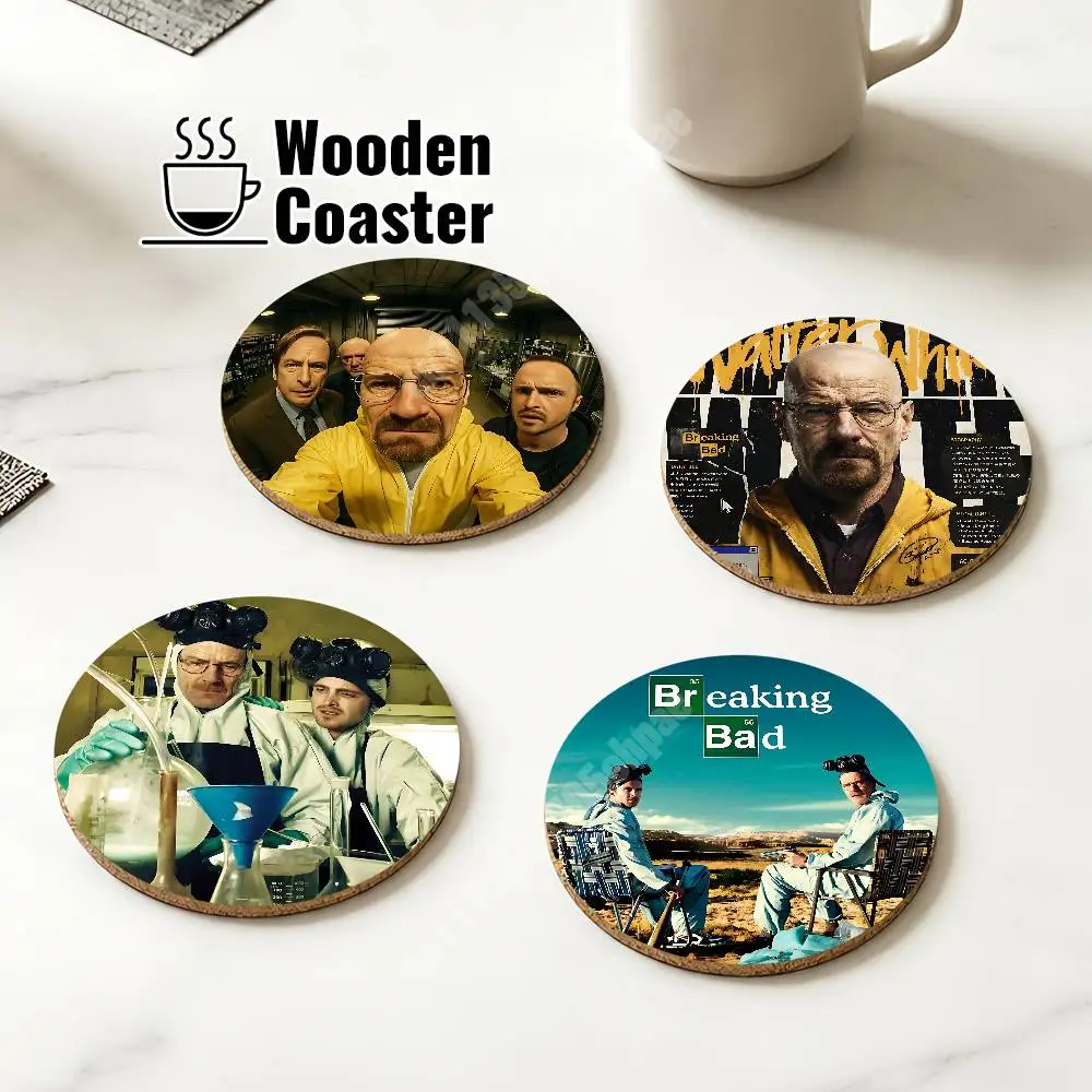 B-Breaking B-Bad Walter Heisenberg White Wooden Cup Mat Cappuccino Vodka Juice Water Coaster for Flower Shop