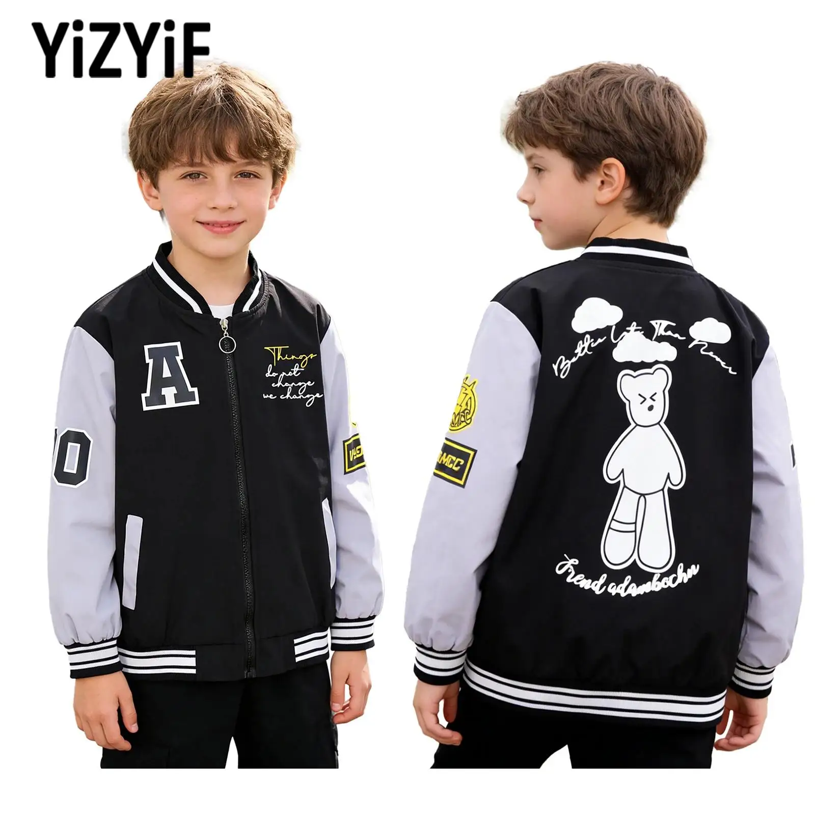 

Boys Baseball Jacket Sportswear Children's Fashion Workout Clothes Long Sleeve Coat Outerwear School Travel Casual Daily Wear