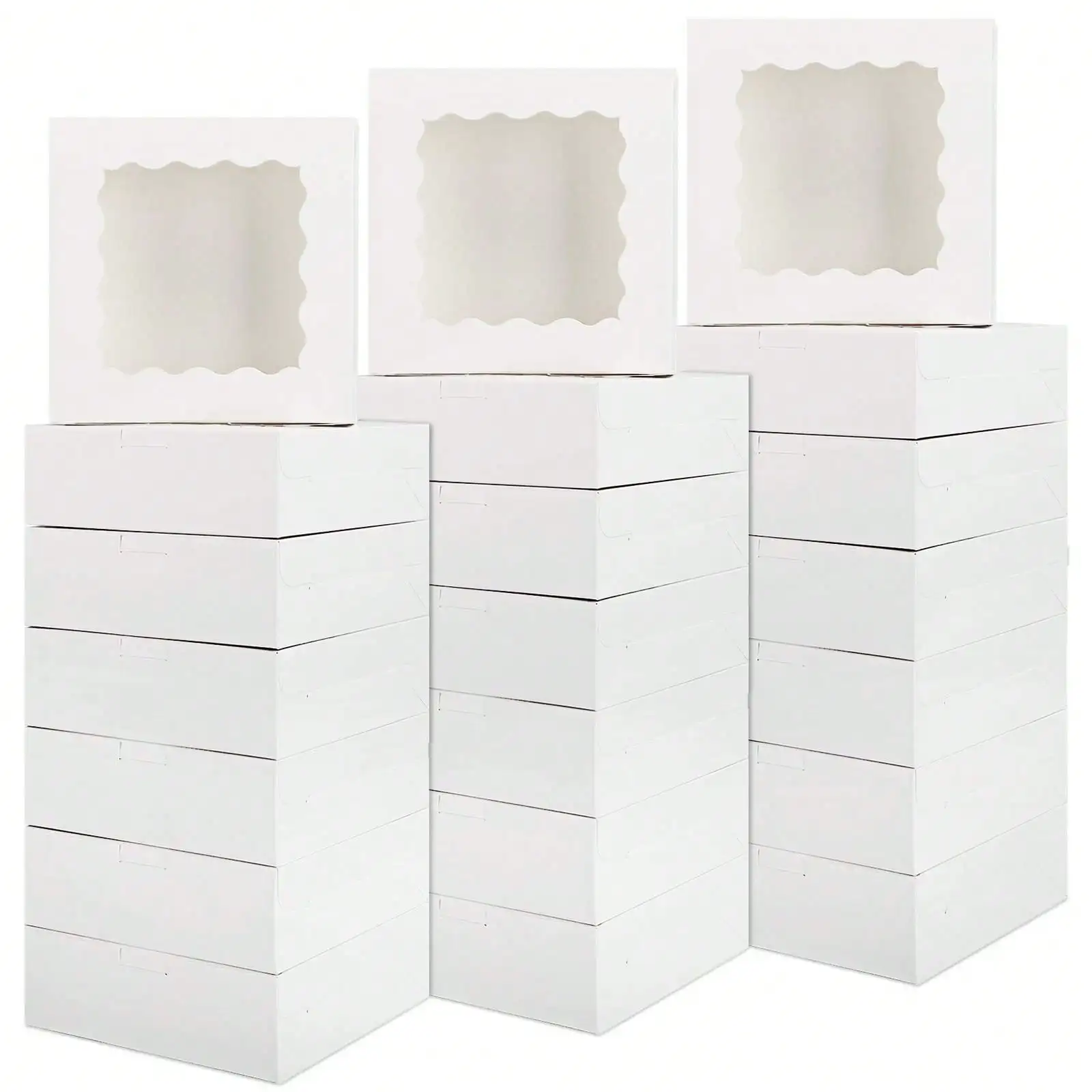 30/60pcs Cookie Boxes, 8x8x2.5 Inches Bakery Boxes With Windows For Chocolate Strawberries, Pie, Pastry, Dessert, Cake, For Mother's Day, Party, Wedding