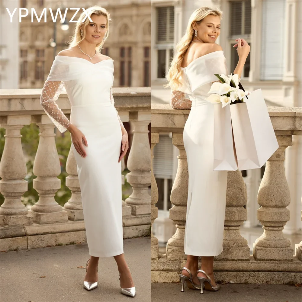 

Customized Prom Gown Formal Women Party Occasion YPMWZX Off-the-shoulder Column Floor Length Skirts Vertically Bespoke