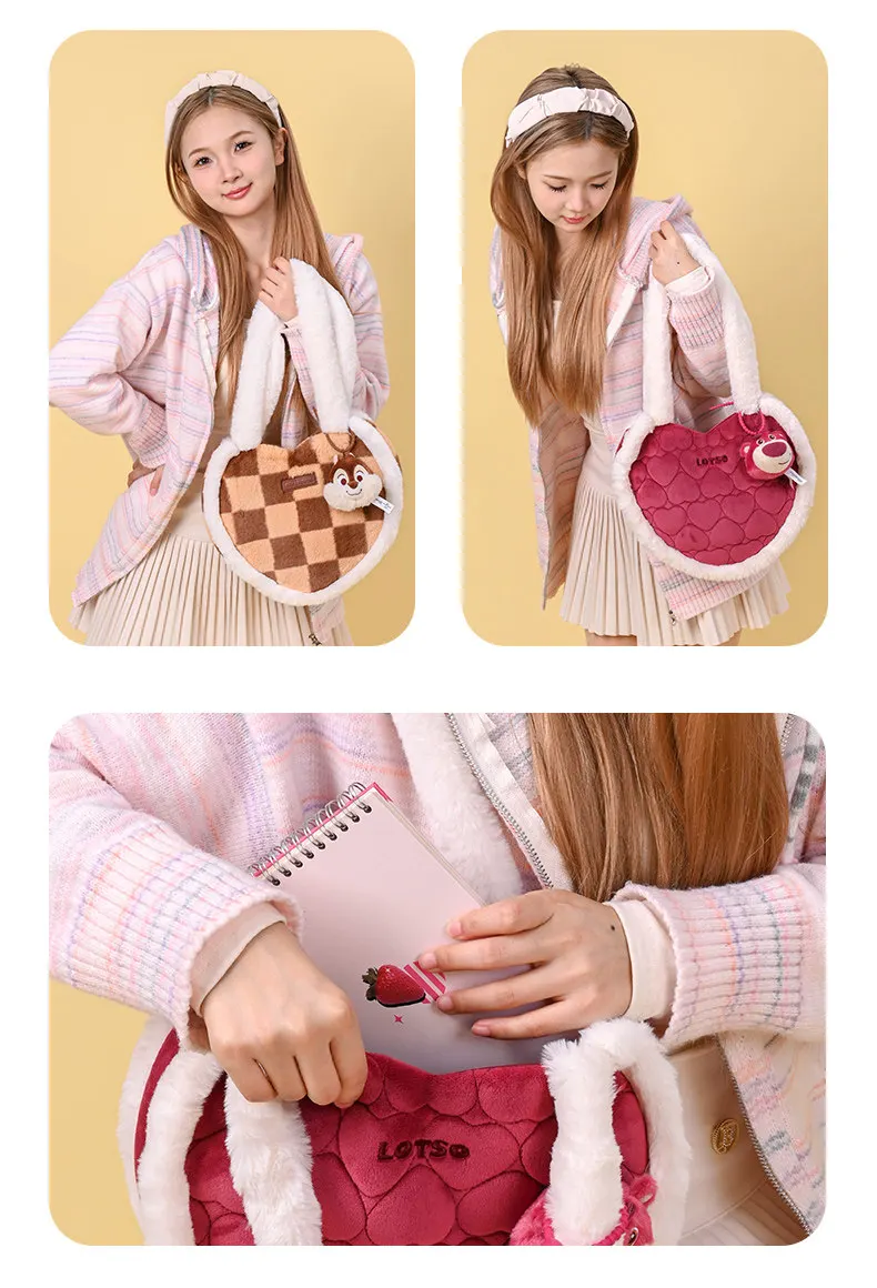 

Disney Series Gift Strawberry Bear Single-Shoulder Bag Chip and Dale Plush Phone Crossbody Cute Portable Cartoon Bag