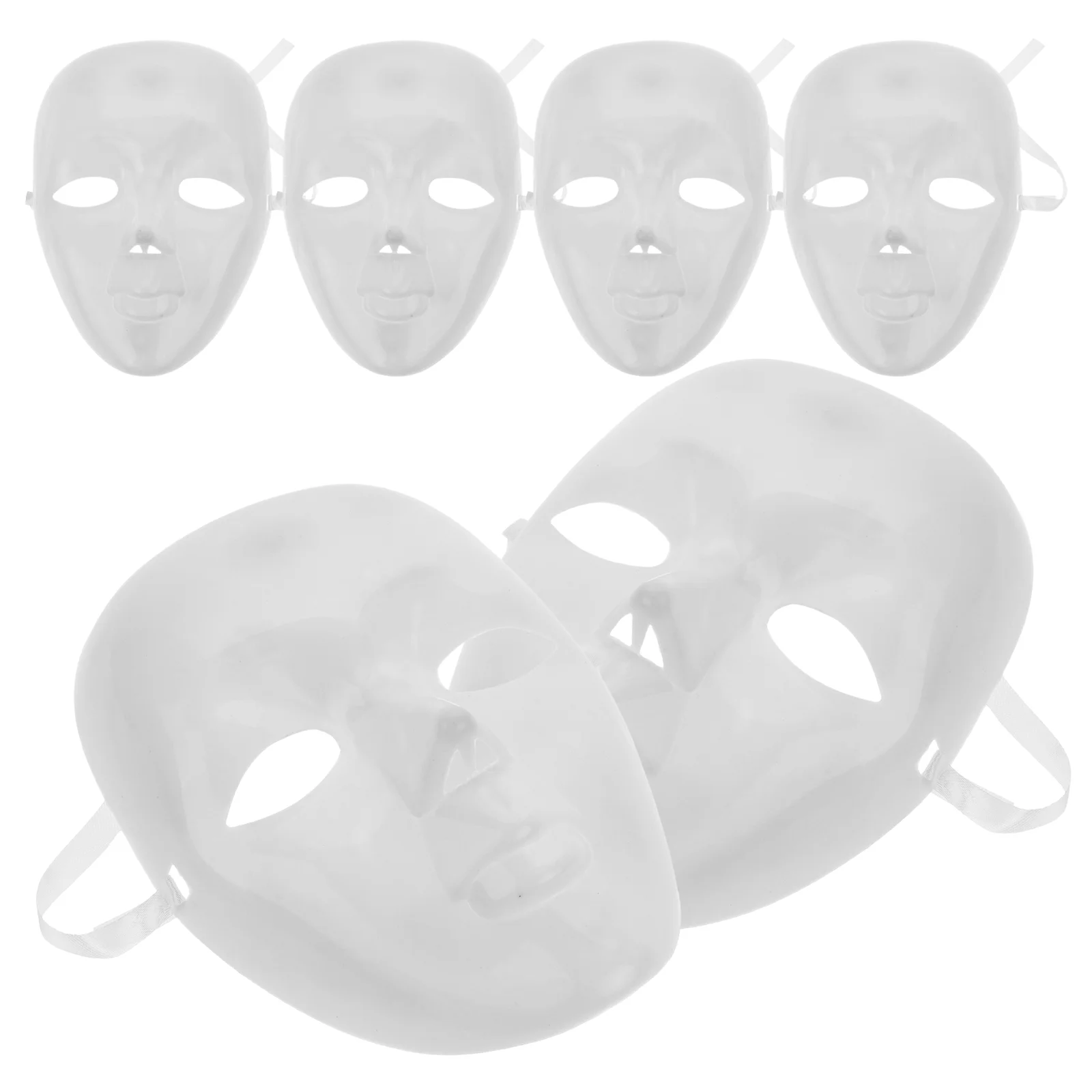 6 Pcs Pulp Mask Child Man White Drama Masks Pp Paintable Costume Cosplay Full Facial