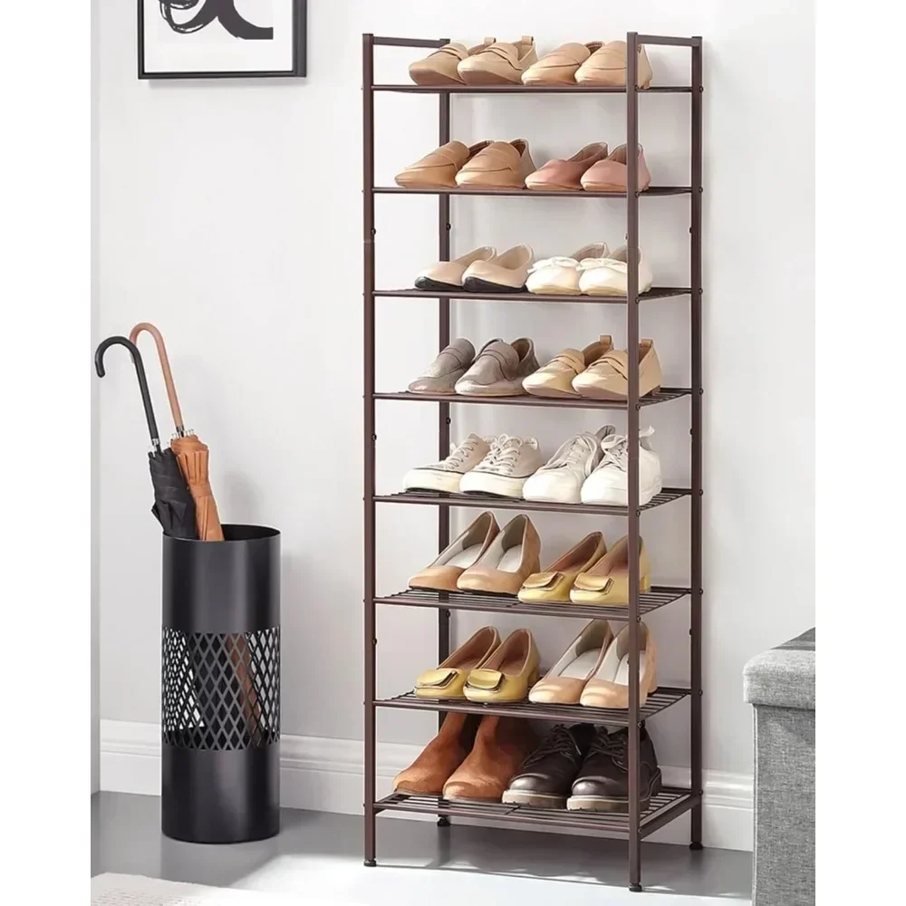 

Narrow Shoe Rack, Sturdy 8 Tier Metal Tall Shoe Rack Shelf,Slim Shoe Storage Organizer for Closet Entryway Small Spaces,Vertical