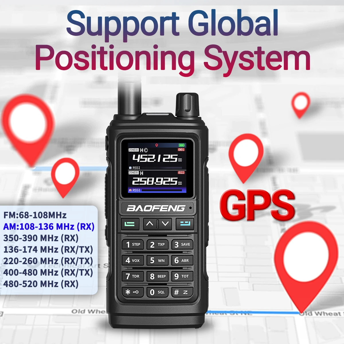 Baofeng UV-17 프로 GPS 워키토키, 에어 밴드, 장거리 무선 복사 주파수, C 타입 충전기, UV K5 UV-5R 햄, 양방향 라디오