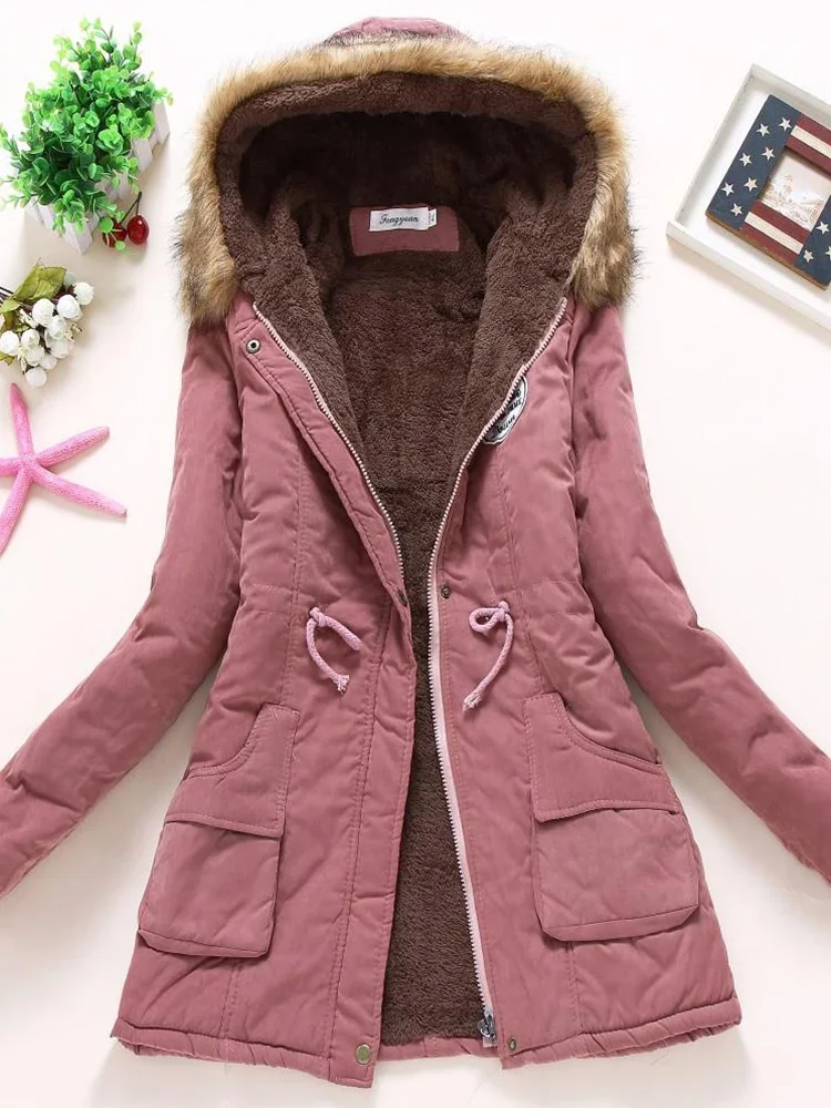 Ailegogo New Autumn Winter Women Cotton Jacket Padded Casual Slim Coat Emboridery Hooded Parkas Wadded Warm Overcoat