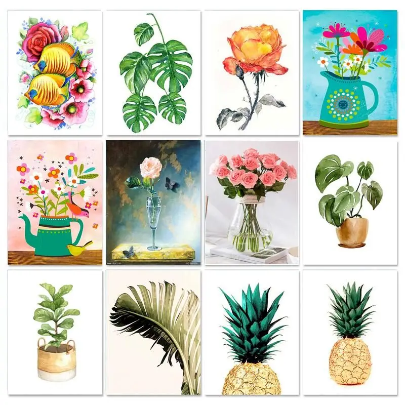 

CHENISTORY Frameless Painting By Numbers For Adults flower Acrylic Paints Diy Set Wall Art Coloring By Numbers Wall Decor