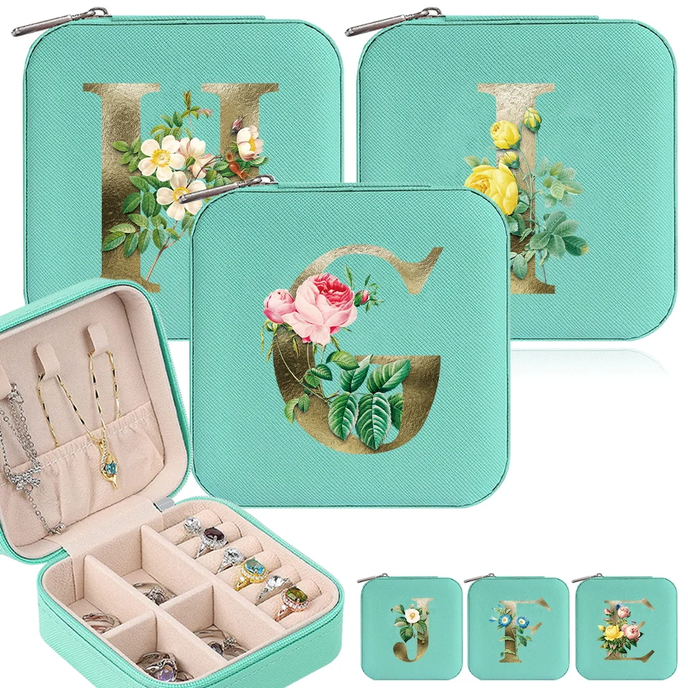 Scatola portagioie portatile nuove scatole Organizer da donna con cerniera collana da viaggio anello gioielli custodia serie Golden Flower