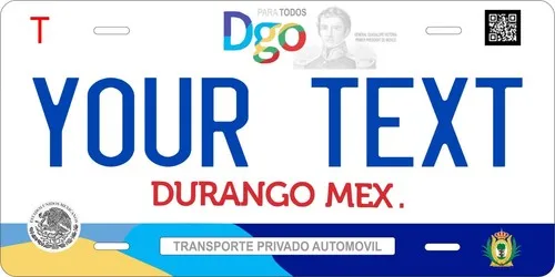 Durango White Mexico Custom Personalized License plates Auto Bike Motorcycle Aluminum