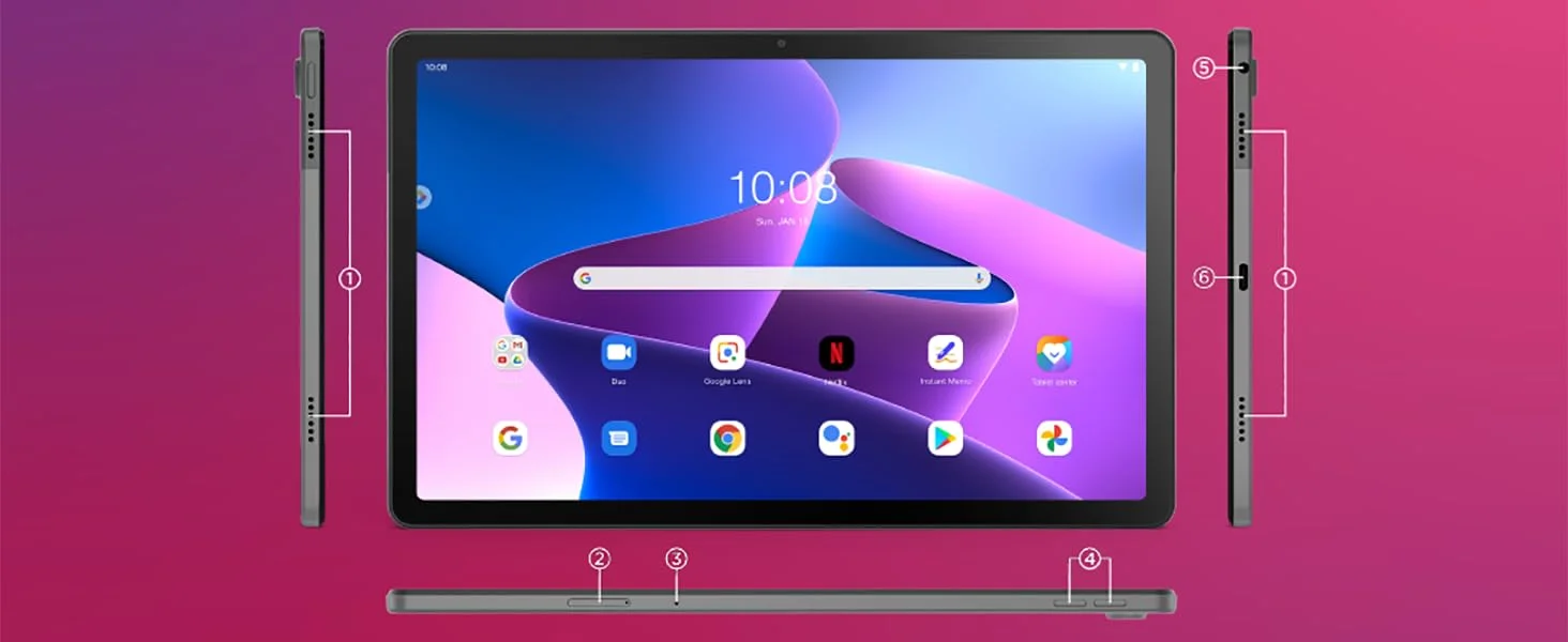 Global Rom Lenovo M10 Plus (3rd Gen) 10.6 inch 2K 60Hz Display Mediatek G80 4GB 128GB Wifi 7700mAh Qitian K10 Pro Android Tablet