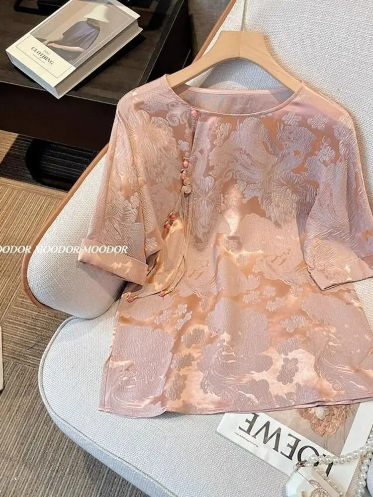 

Round Neck Kpop Stage Costume Latin Dance Clothing Women Flamengo 2024 Shirt Classic Jazz Vintage Adult Line Classical Loose Top