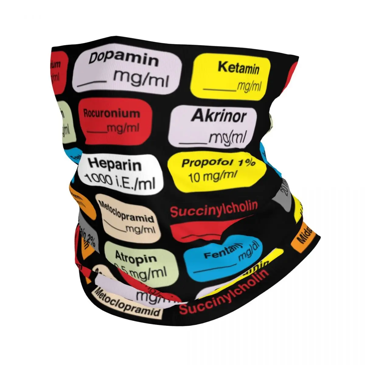 

Custom Anesthesia Medication Labels Winter Headband Neck Warmer Men Ski Running Tube Scarf Medical Nurse Face Bandana Gaiter