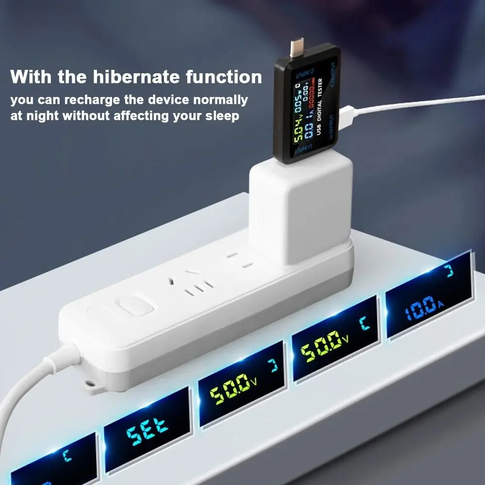 

10 in 1 USB Tester Color Display Type-C&USB DC Digital Voltmeter 0-5A Power Bank Charger Indicator Charger Capacity Test