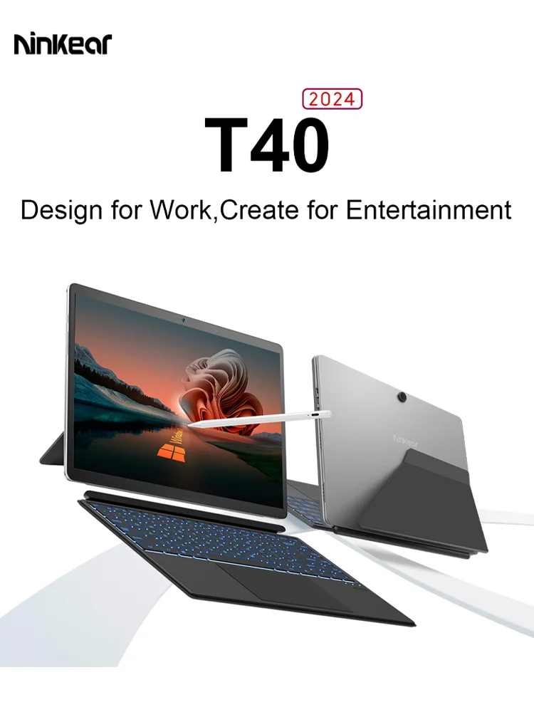 Ninkear T40 Tablet Mini-Laptop 14 Zoll 2-in-1 Intel N100 16GB+512GB 1200P IPS Touchscreen Windows 11 Notebook Kostenloser Versand