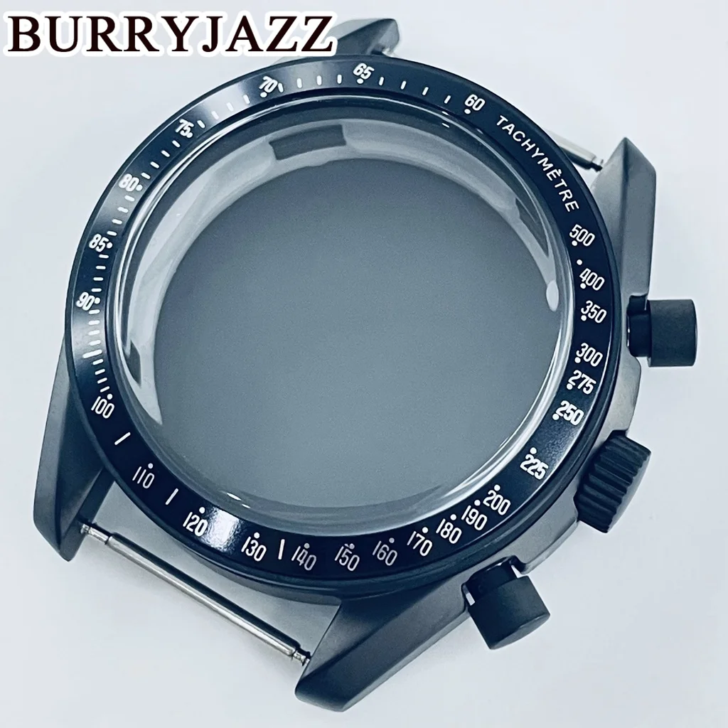 

40mm Black Sterile Watch Case VK63 VK63A Quartz Movement Acrylic Bubble Mirror for Watchmaking