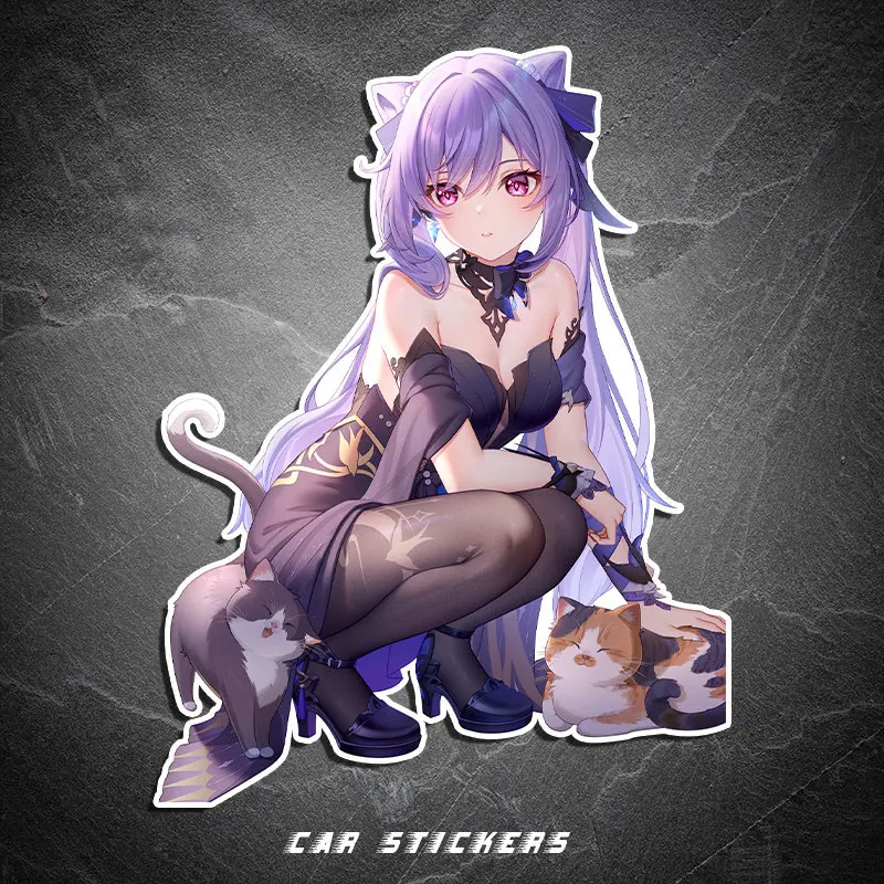 New Genshin Impact Keqing Anime Stickers Vinyl Decals Waterproof Scratch Cover Decor for Car and Electric Motorcycle Body