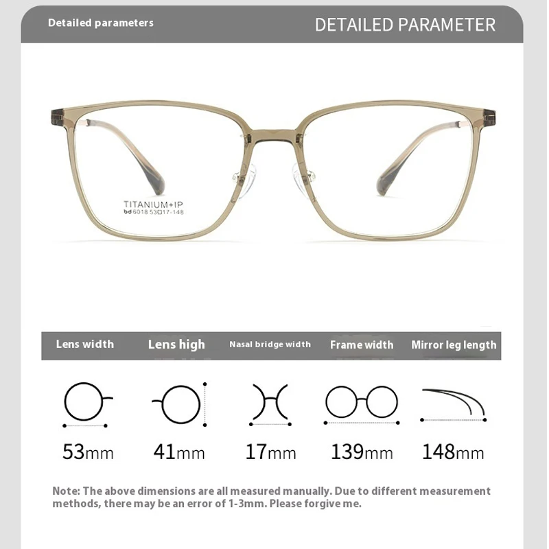 نظارات عصرية مربعة الشكل من التيتانيوم للنساء، إطار نظارات لقصر النظر البصري، إطار نظارات لقصر النظر الضوئية التقدمية