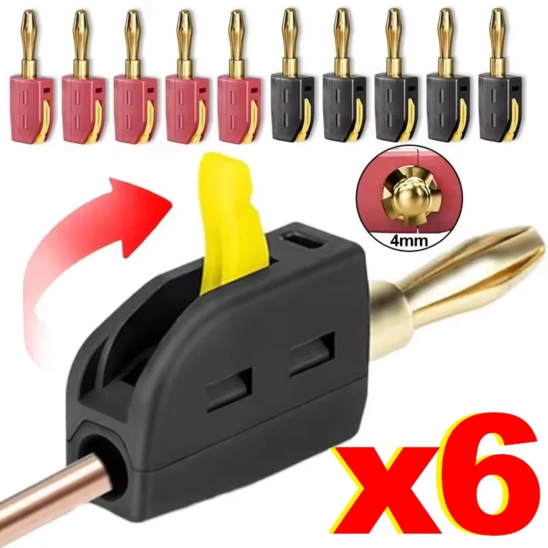 4mm No Solder Wire Connector High Current Portable 32A Banana Plug Electrical Test Block Power Testing Instrument Speaker Plug