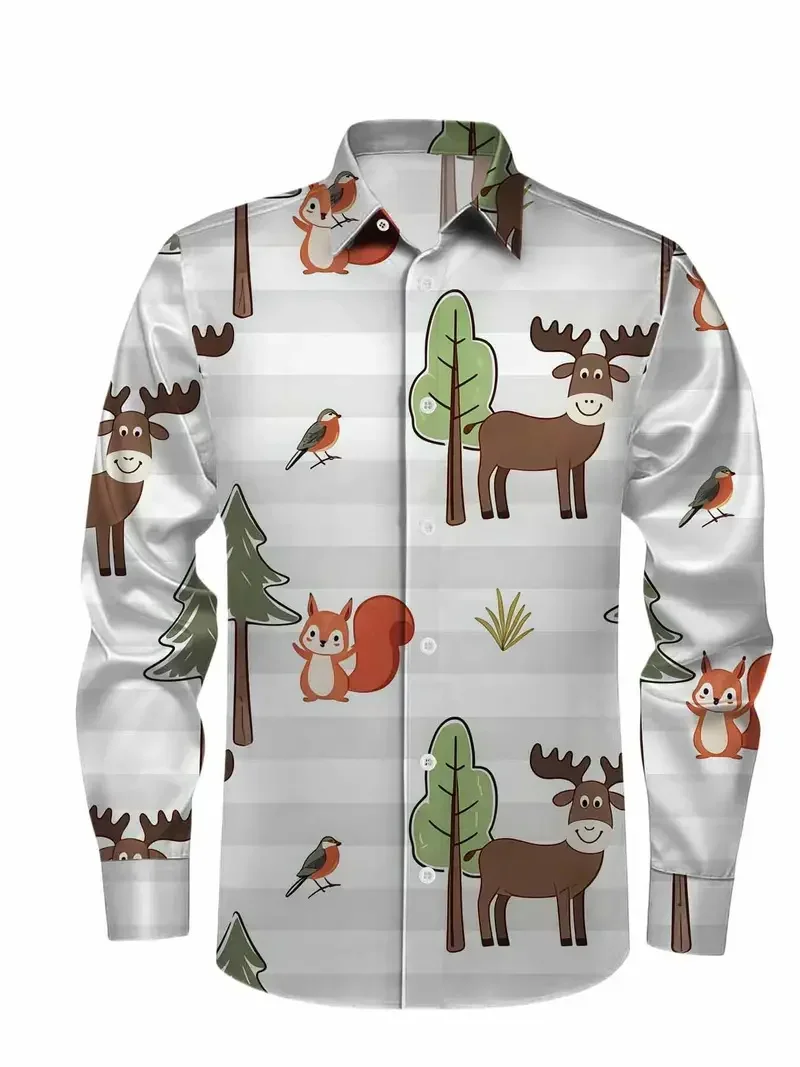 10 أنماط من 3D الأزياء ندفة الثلج طباعة عيد الميلاد نمط قميص للخريف والشتاء عارضة الرجال قميص طويل الأكمام تصميم أعلى