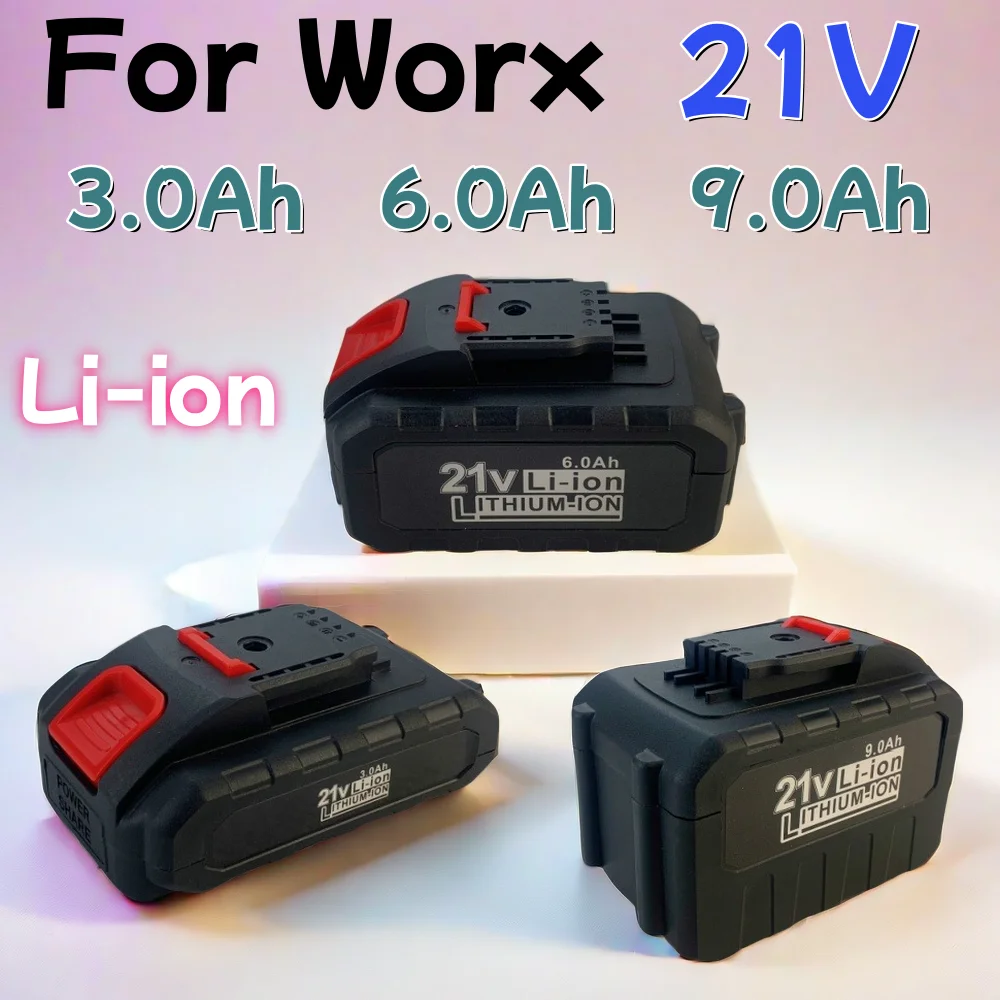 

For Worx 21V 3.0/6.0/9.0Ah Cordless Rechargeable Power Battery,Replace Impact Drill Battery Spare Battery for Power Tool