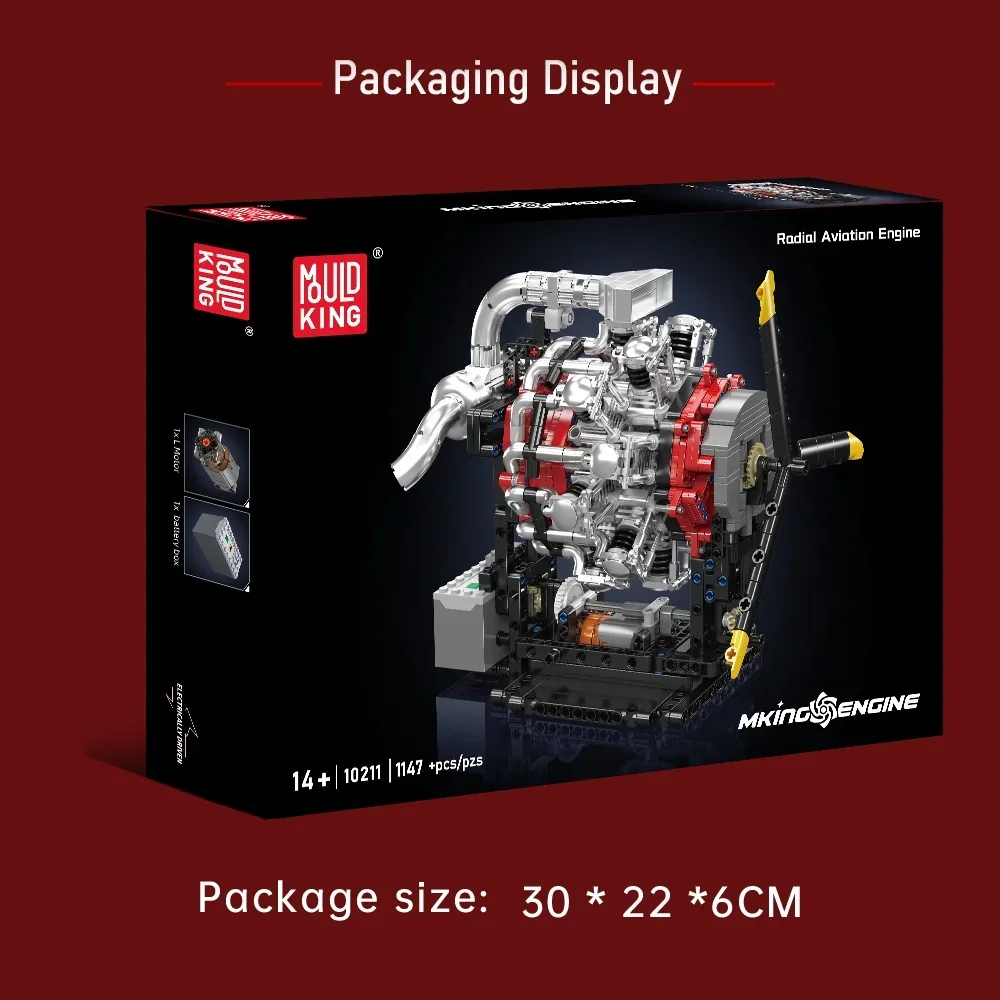 Mold King 10211 Ster Aero Motor Model Kits Gemotoriseerde Radiale Luchtvaart Motor Kinderen STEM Speelgoed Bouwstenen Sets Volwassenen Geschenken