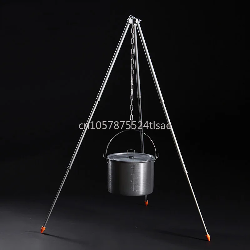 Outdoor Campfire Tripod Portable Three-Section Telescopic Bracket Campfire Camping Picnic Pot Hanging Pot