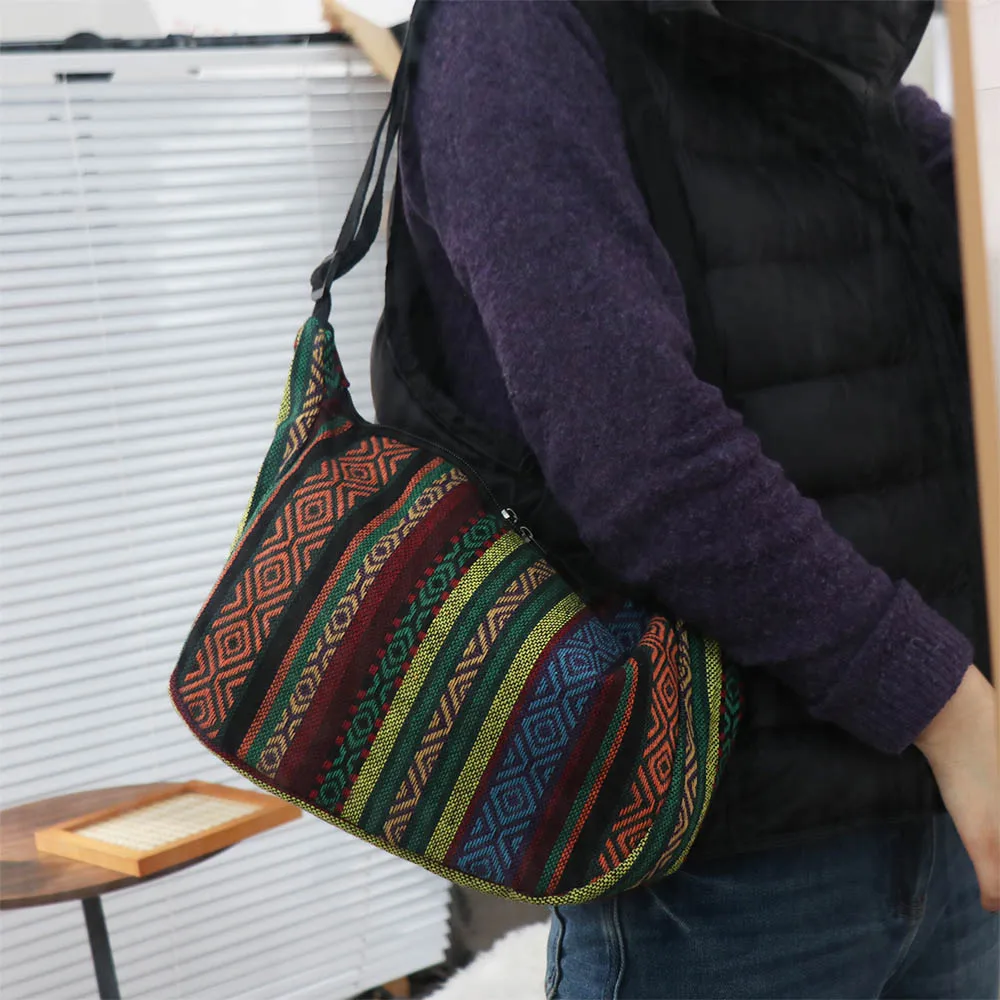 

Вместительная этническая сумка через плечо с бахромой, вышивкой и богемным узором, красочная геометрическая сумка-мессенджер в народном стиле