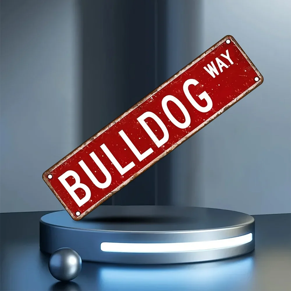 Vintage Style Bulldog Way Metal Sign 15.75 x 3.94 Inch Aluminum Wall Art for Indoor and Outdoor Use