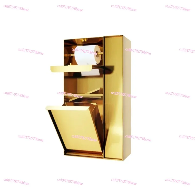 

Toilet Hidden Trash Can Wall Cabinet 304 Stainless Steel Embedded in Toilet Tissue Box High-end Extremely Narrow Niche