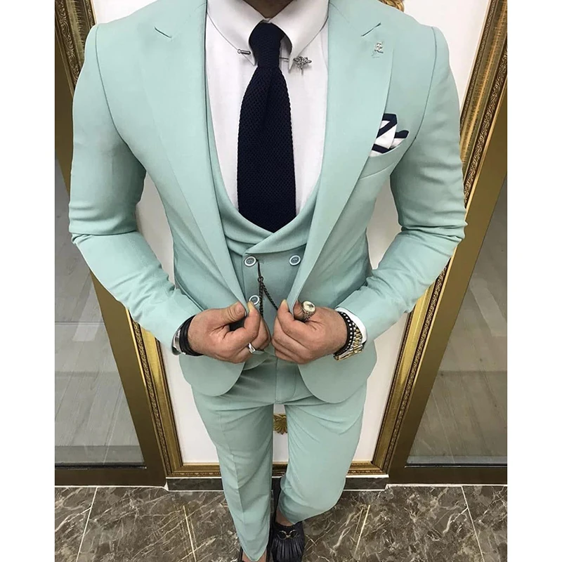 

Classic Wedding Tuxedo Men Suit Slim Fit Peaked Lapel One Button Best Man Groomsmen Blazer Formal Prom Wedding Suits for Men