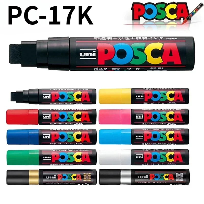 UNI POSCA PC-17K Marker Graffiti Paint Pen Art Markers POP Wide Tips 15mm Fabric Pen Art Supplies Broad Coloring Markers Poster