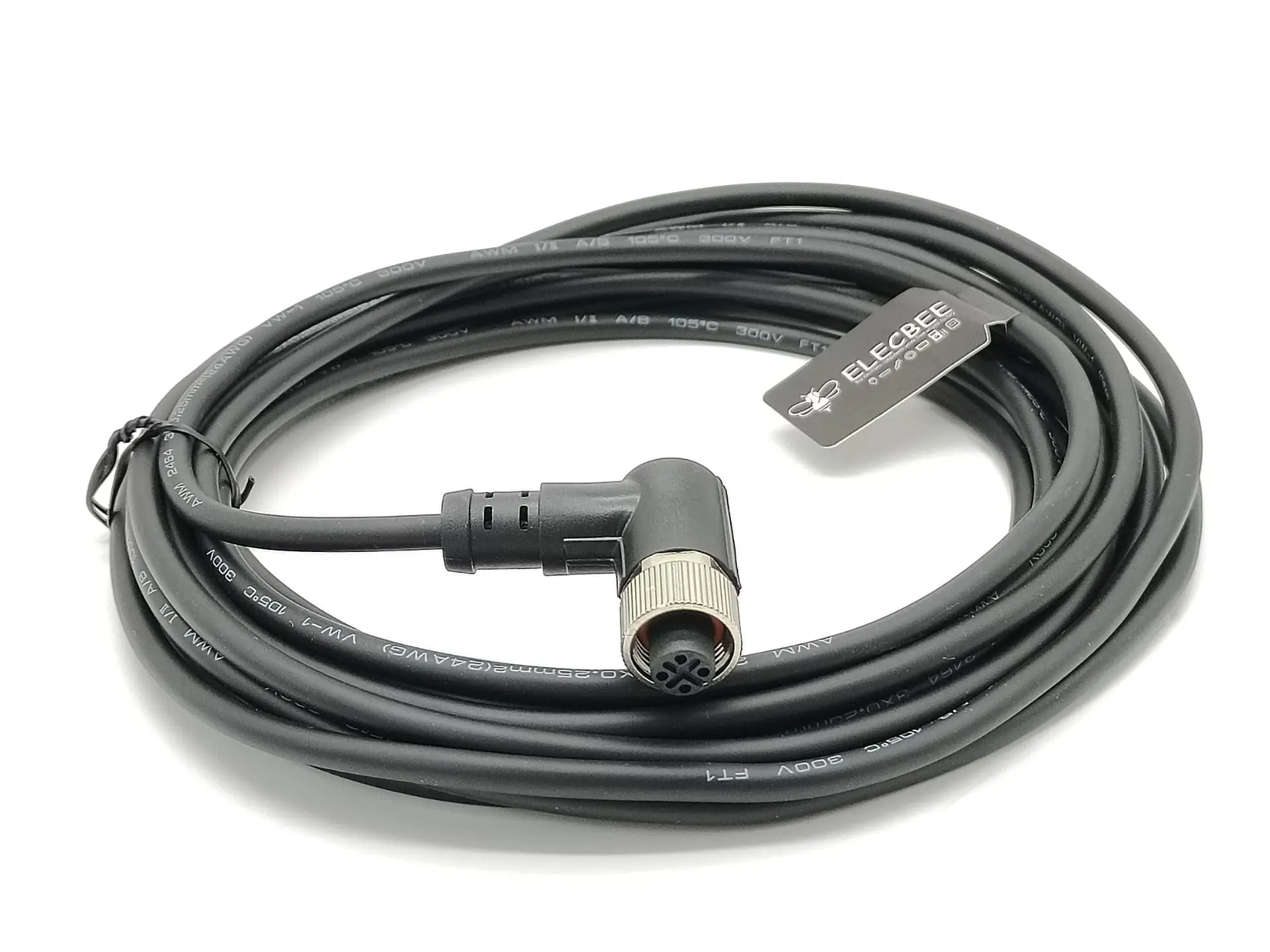 M12 Connector A-Code Single Female Head Right Angle Overmolded Cable (3 Pin 5M/16.4ft Cable)
