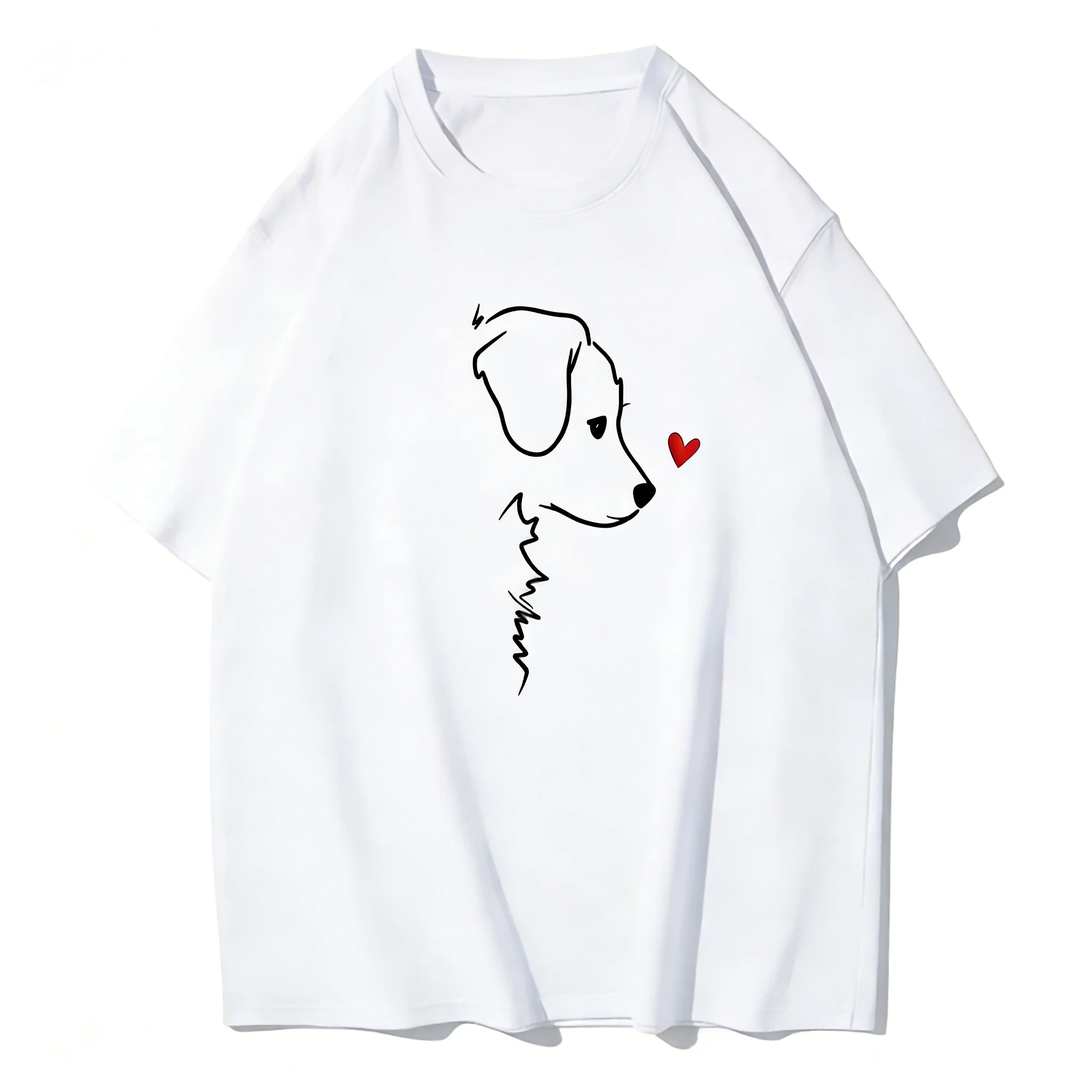

Футболка унисекс с принтом собаки и сердца в стиле минимализм, свободный крой, короткий рукав, повседневная, для мужчин, женщин и любителей животных