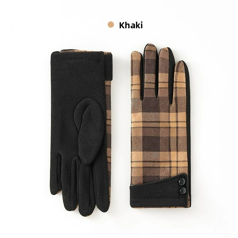 قفازات الخريف والشتاء، النسخة الكورية، منقوشة قديمة، مبطنة وسميكة، للتنقل اليومي، قفازات دافئة ومقاومة للبرودة
