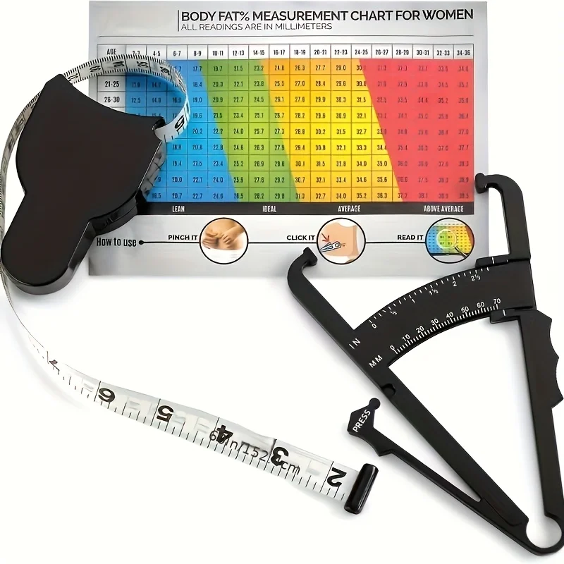 Körperfett-Kaliper und Taillenmessband-Set - Handgehaltener Kombinations-Kaliper und Messband, Tragbares Fitness-Messwerkzeug – Detail 8