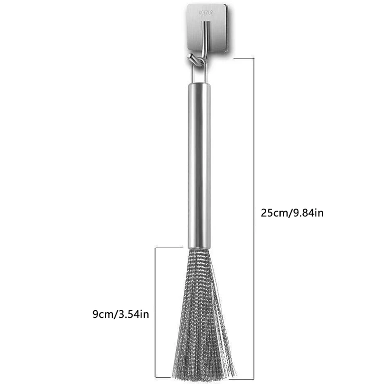 Cepillo de limpieza de acero inoxidable, utensilio de mango largo, depurador antioxidante, herramienta de limpieza