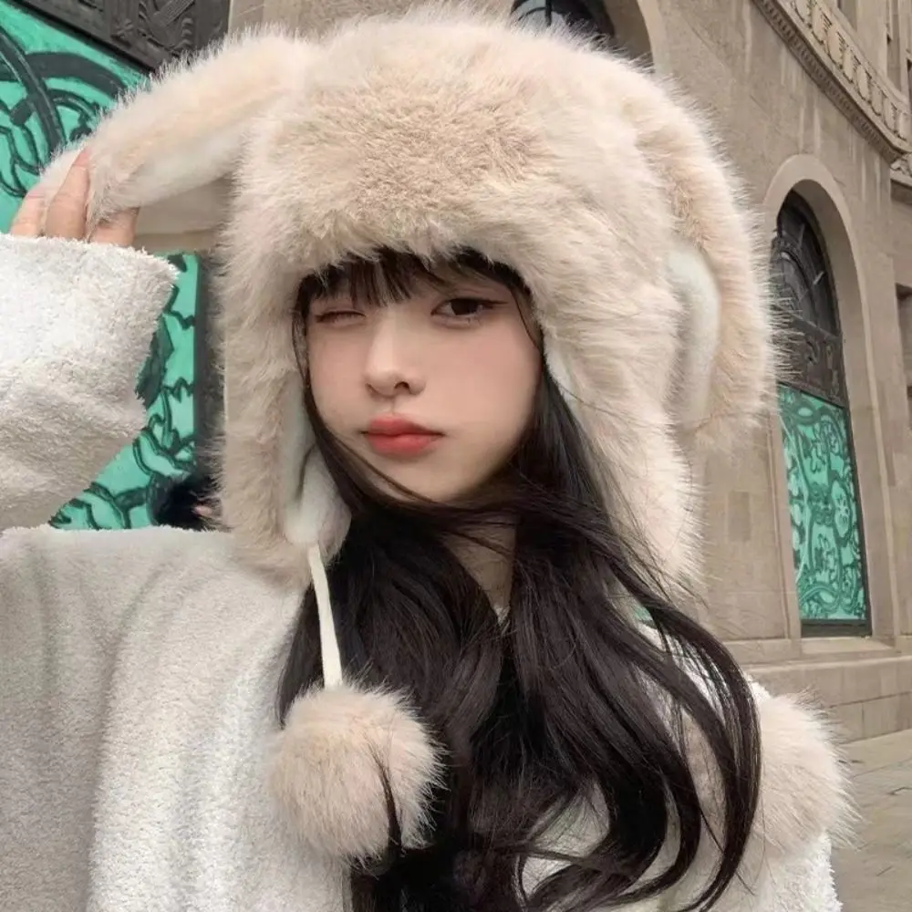 

New Plush Rabbit Ears Hat Ear Protection Cartoon Hat Thickened Warm Plush Hat Autumn and Winter