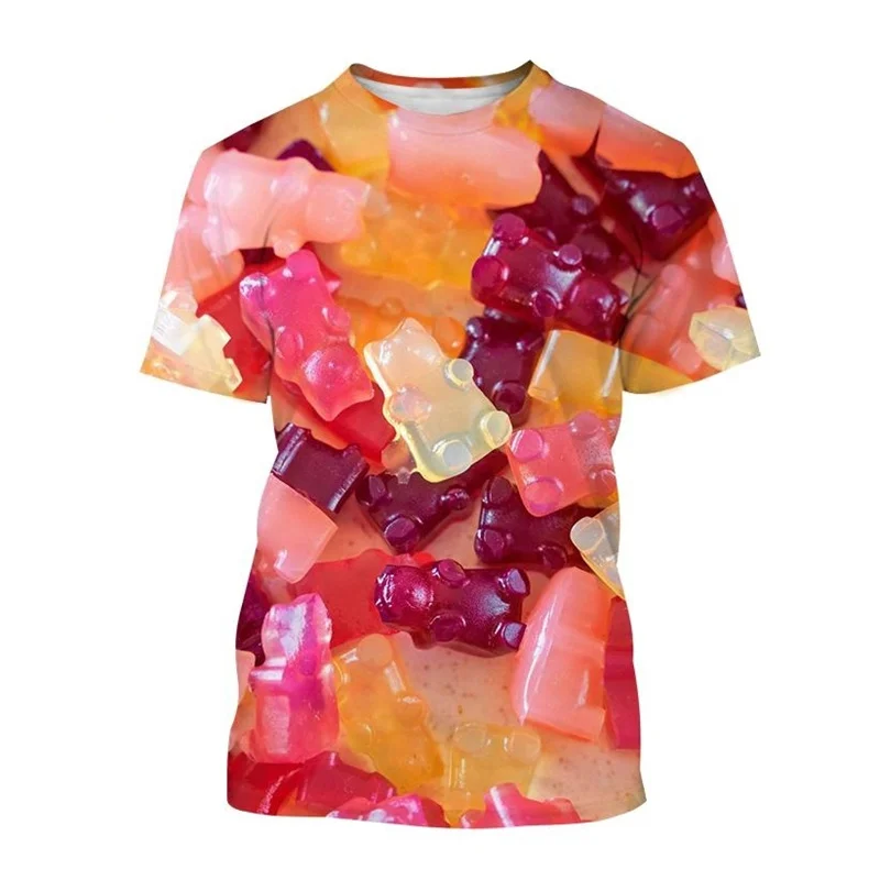 

Colorful Candy Fudge 3D Printing T-Shirts For Men Women Short Sleeve Street T Shirt Unisex Clothing Summer Tees Streetwear