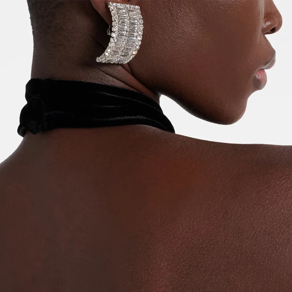 Elegant Crystal Stepped Round Zircon Clip Earrings No Piercing for Women Geometric Rhinestone Ear Clip Earrings Wedding Jewelry
