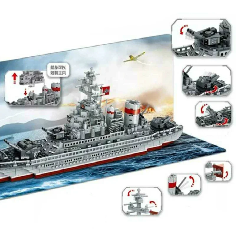 WW2 Navi da guerra militari Serie Building Blocks Corazzata Bismarck Colossus Modello WW2 Soldato militare Arma Giocattoli