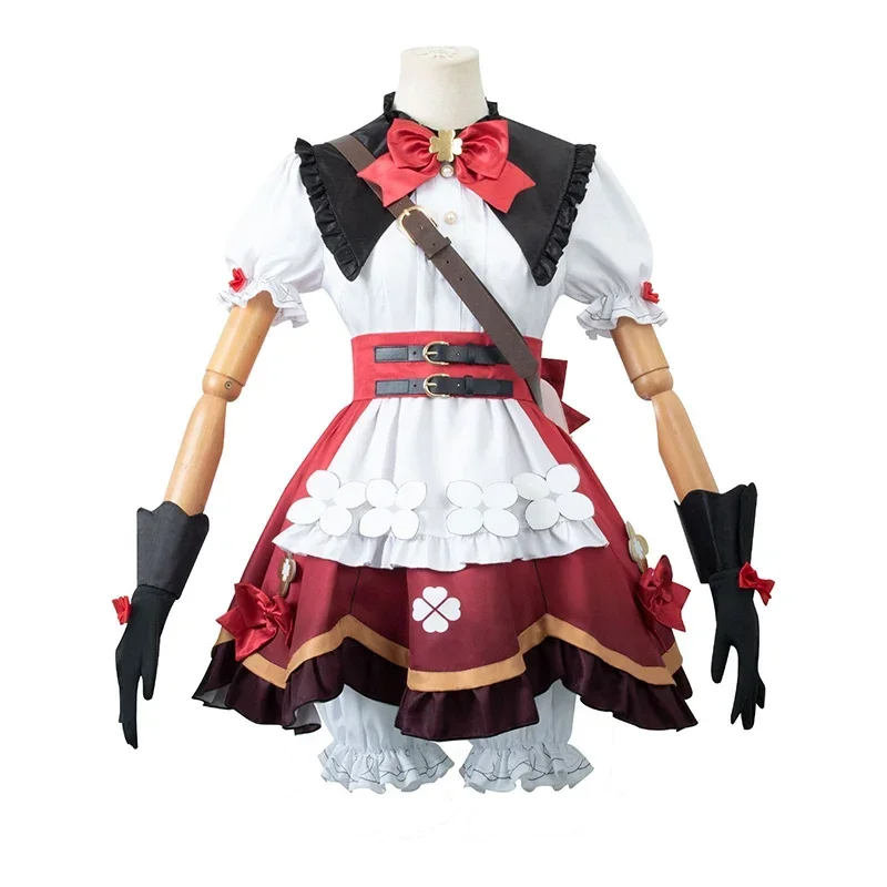 Jeu Genshin Impact Klee Cosplay Costume pour femme, robe, peau en fleurs, tenues Starlight, perruque, sac à dos, sorcière, nouveau